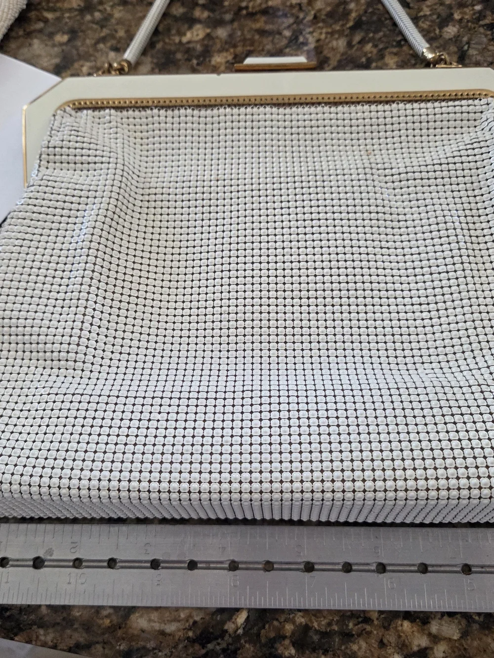 VINTAGE Oroton Ivory Evening Clutch with Gold Frame